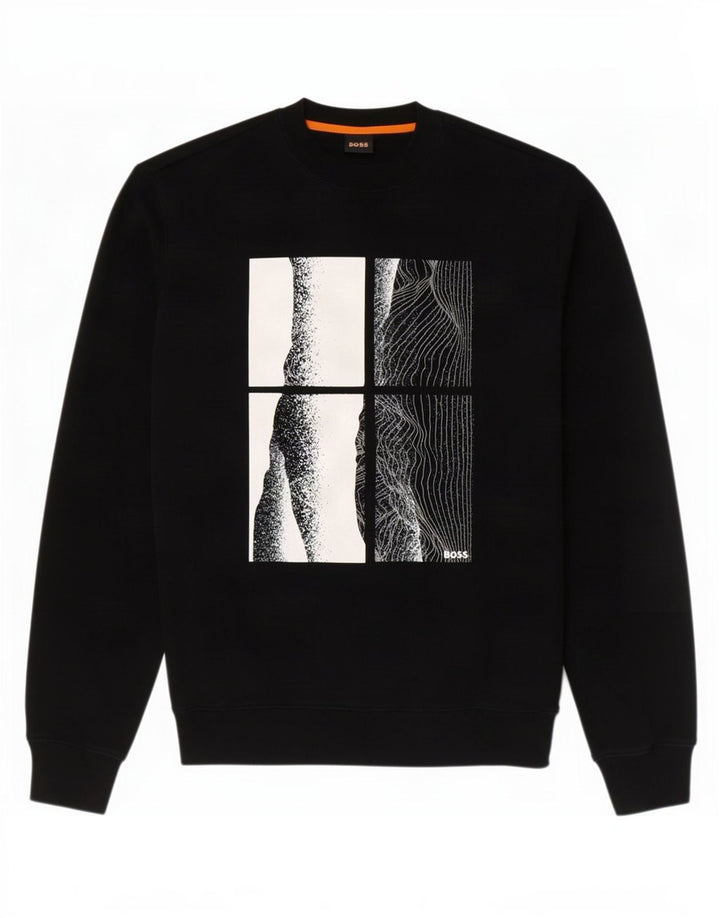Hugo Boss Herre grafisk sweatshirt Jumper Medium Sort Bomuld