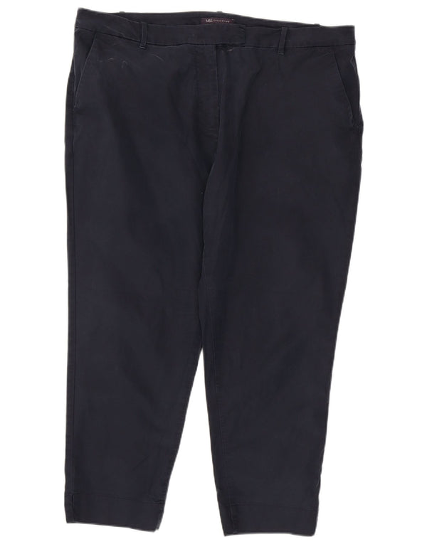 Marks & Spencer Dame Cropped Trousers UK 18 XL W38 L24 Marineblå Bomuld