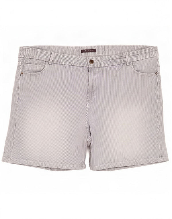Marks & Spencer Kvinder Casual Shorts UK 22 3XL W44 Blå nålestribet bomuld