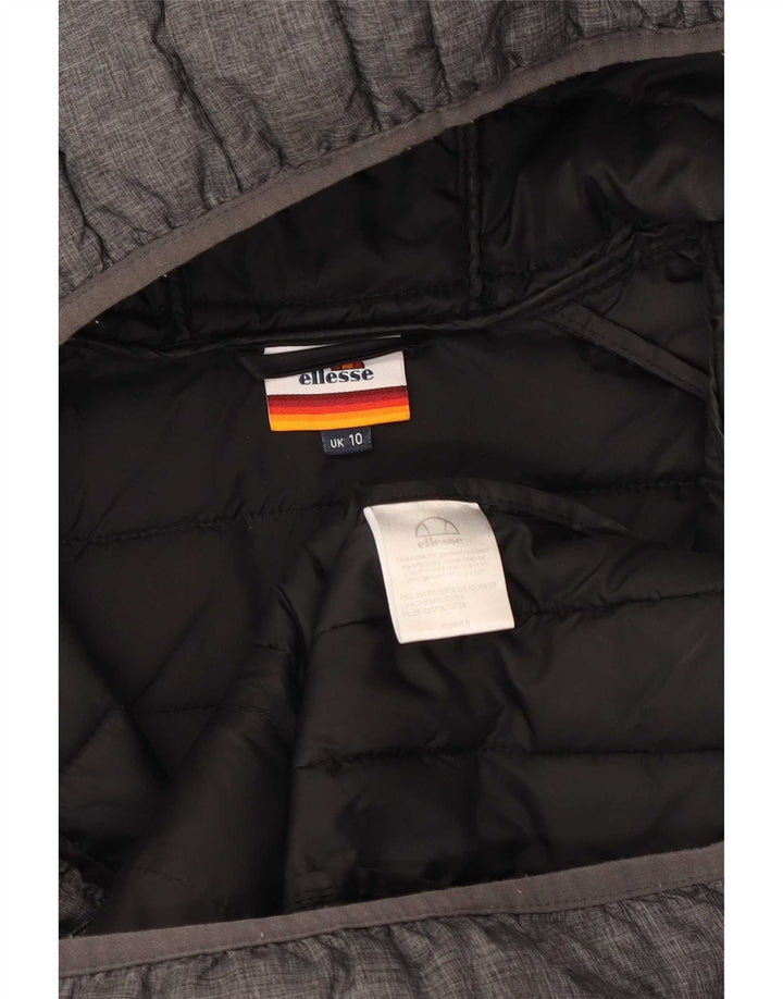 Ellesse Dame Hætte Oversize Polstret Jakke UK 10 Small Grå Polyamid