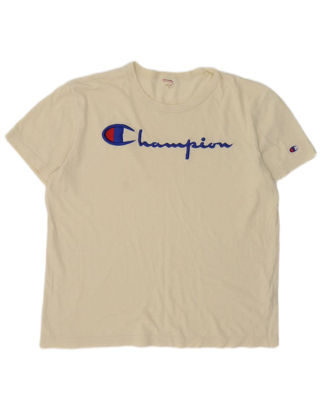 Champion Herre grafisk T-shirt Top Medium Off White Bomuld