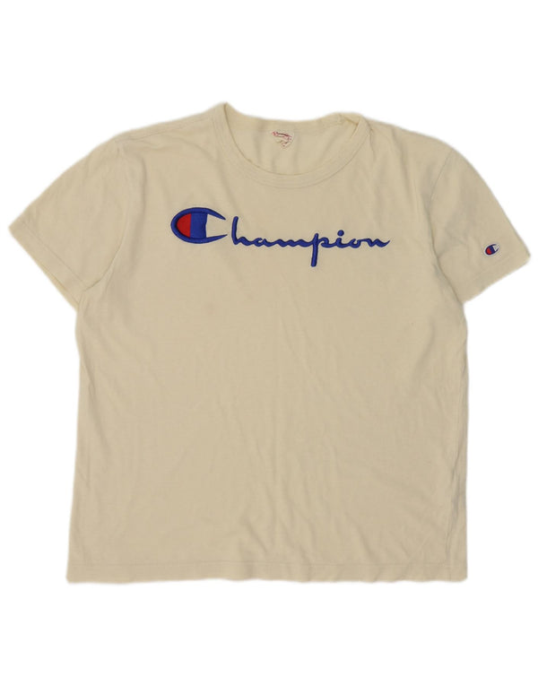 Champion Herre grafisk T-shirt Top Medium Off White Bomuld