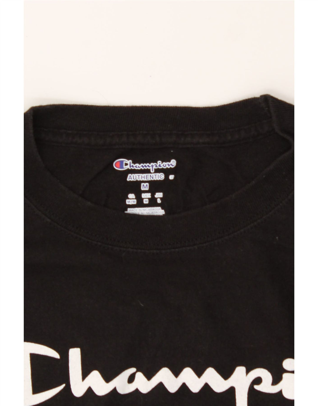 CHAMPION Mens Graphic Top Long Sleeve Medium Black Cotton Vintage Champion and Second-Hand Champion from Messina Hembry 