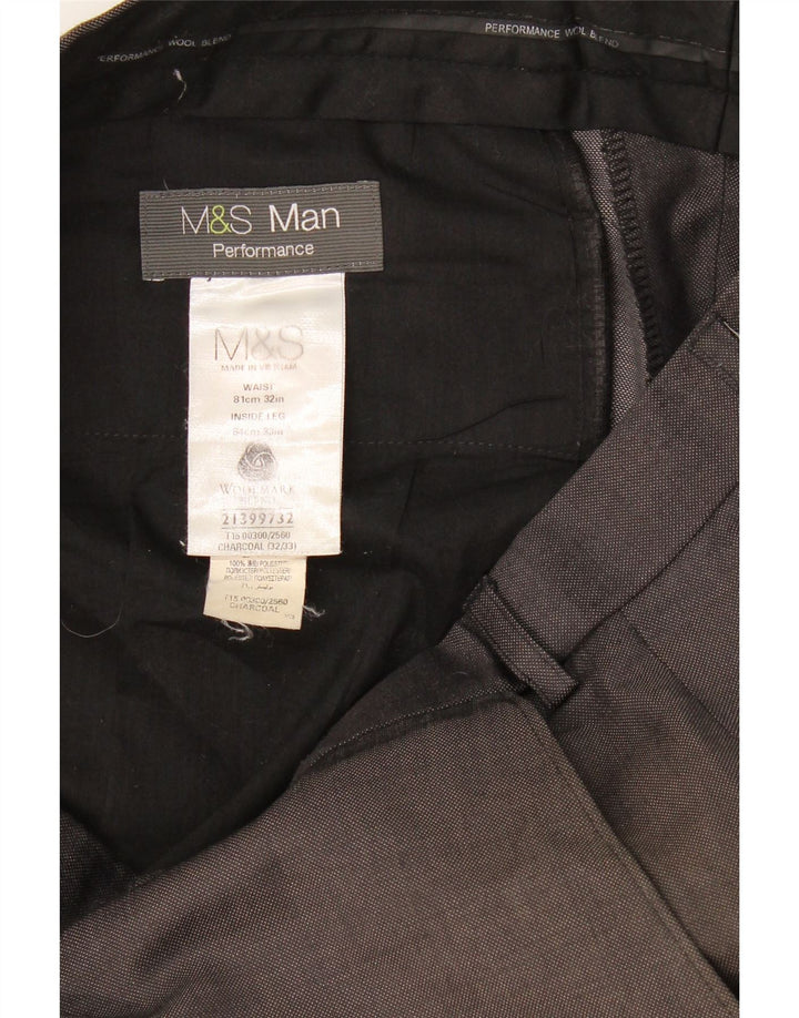 Marks & Spencer Straight Suit Bukser til mænd W32 L33 Grå uld
