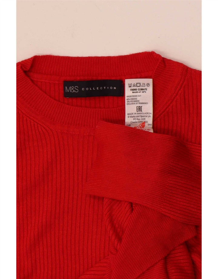 Marks & Spencer Dame sweater med rund hals DK 14 Stor rød viskose