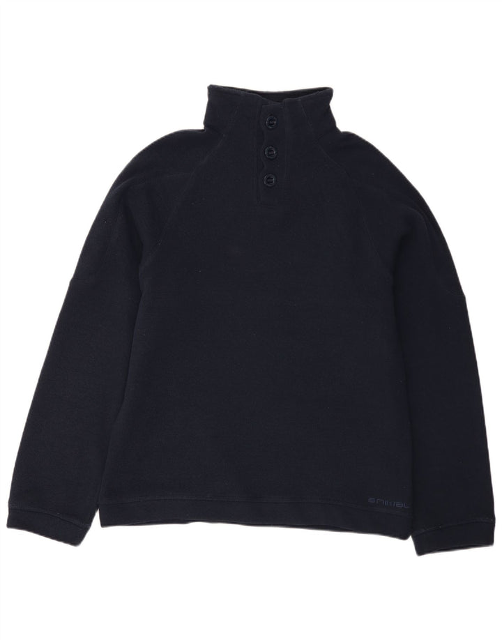 Animal Herre Button Neck Jumper Sweater Medium Navy Blue Polyester