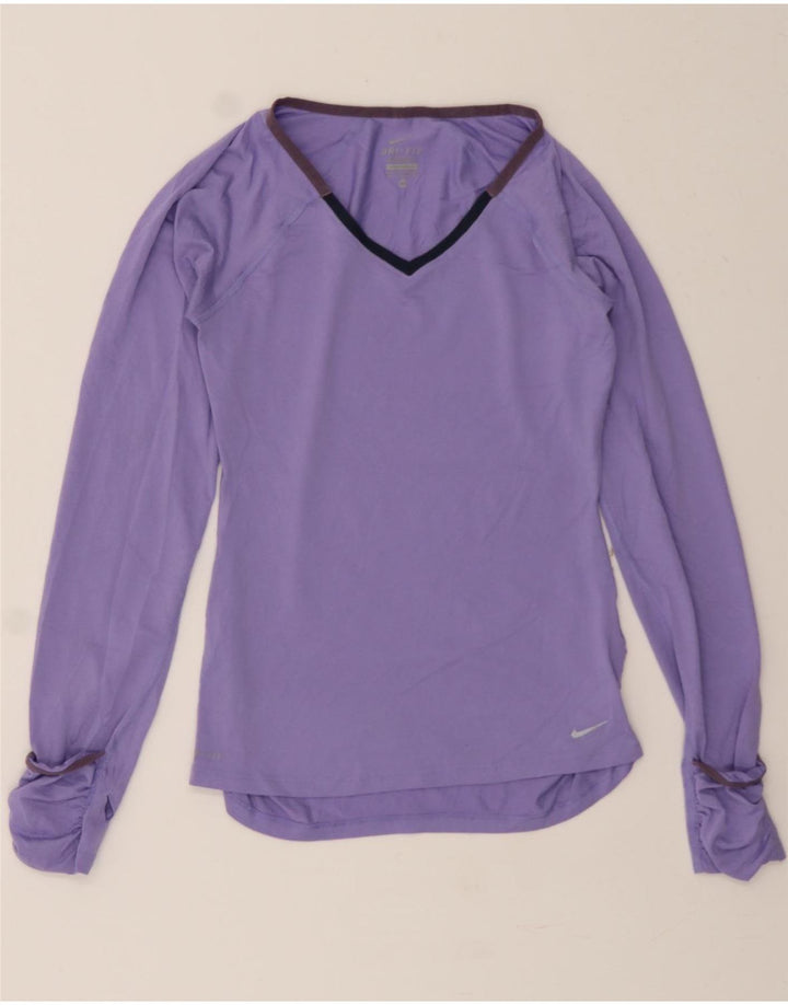 NIKE Womens Dri Fit Top Long Sleeve UK 6 XS Purple Polyester Vintage Nike and Second-Hand Nike from Messina Hembry 