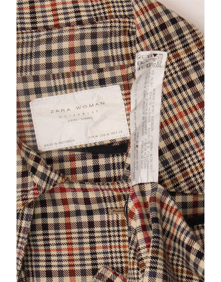 Zara Trench Coat til kvinder UK 14 Medium Flerfarvet Houndstooth