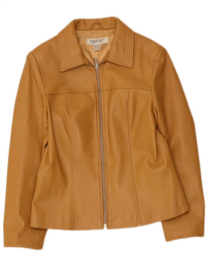 TOGETHER Dame Læderjakke UK 8 Small Beige Læder