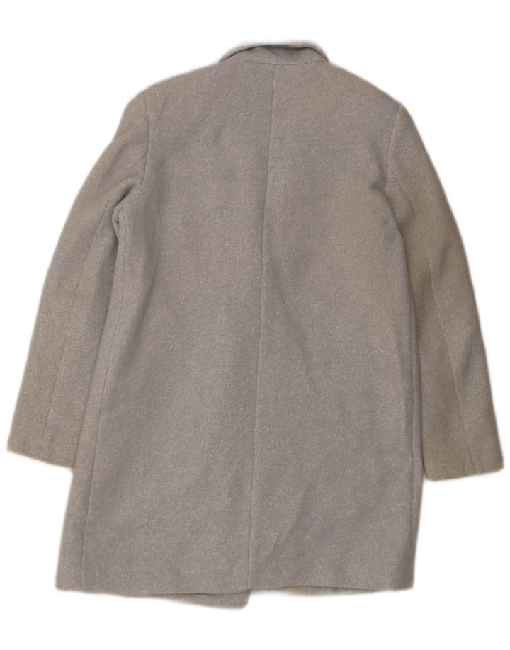 Zara Dame Oversized Dobbeltradet Frakke UK 6 XS Blå Flecked