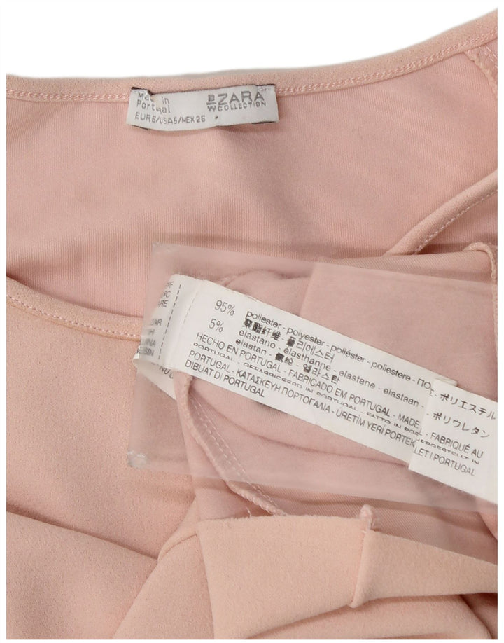 Zara Womens Crop Batwing Bluse Top UK 10 Small Pink Polyester