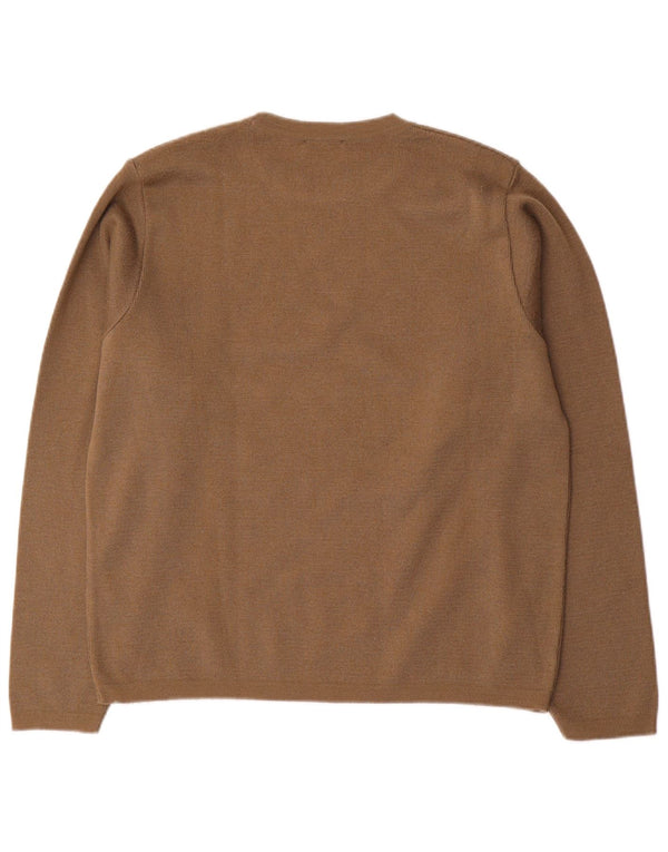 Trussardi Jeans Herre Crew Neck Jumper Sweater Medium Brun Uld