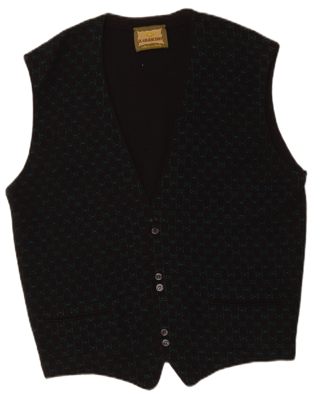 Il Granchio Herre ærmeløs cardigan sweater Lille sort ternet