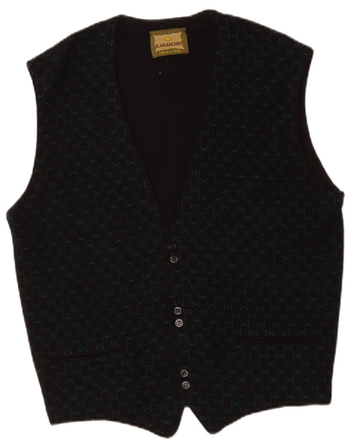 Il Granchio Herre ærmeløs cardigan sweater Lille sort ternet