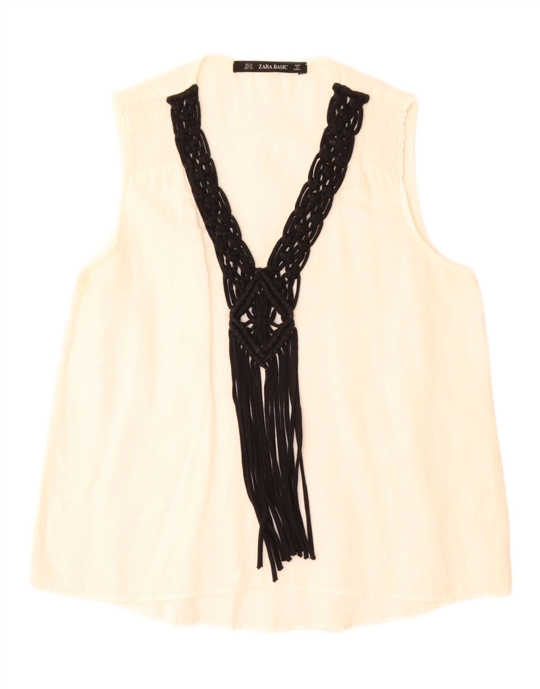 Zara Dame ærmeløs bluse Top UK 6 XS Hvid