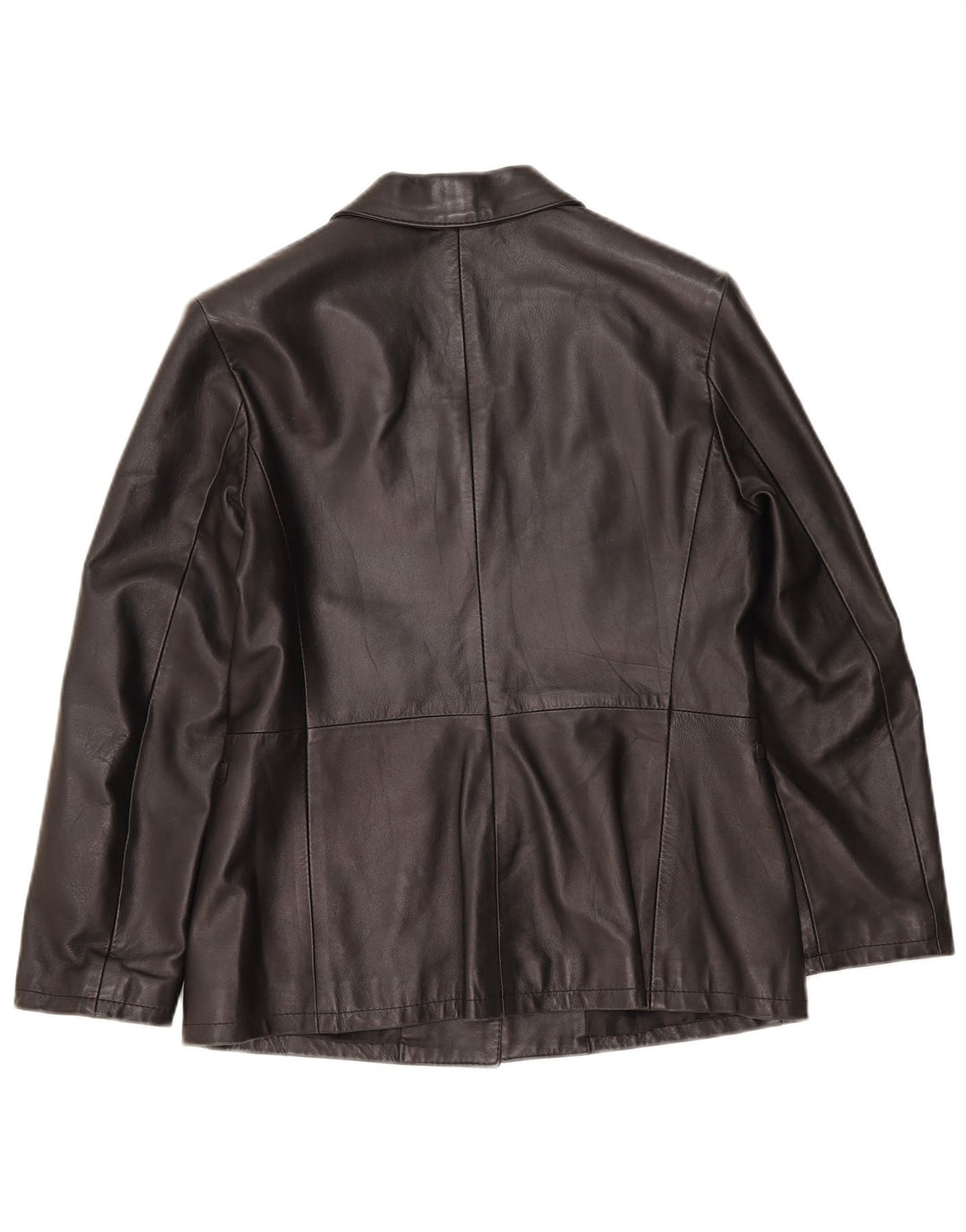Vintage dame 3-knaps læder blazerjakke IT 48 XL sort læder
