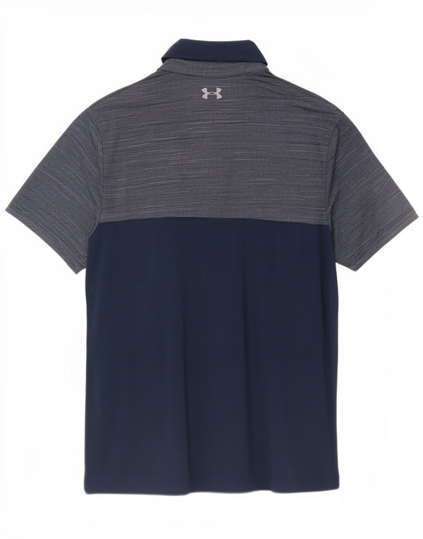 Under Armour Herre Loose Fit Polo Shirt Small Navy Blue Colourblock