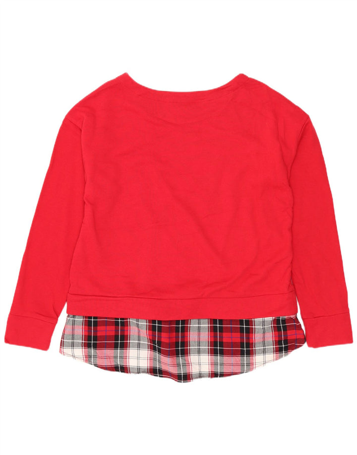 Izod Dame Top Langærmet UK 14 Stor Rød Plaid Bomuld