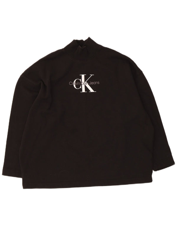 Calvin Klein Jeans Womens Graphic Sweatshirt Jumper UK 10 Small Black