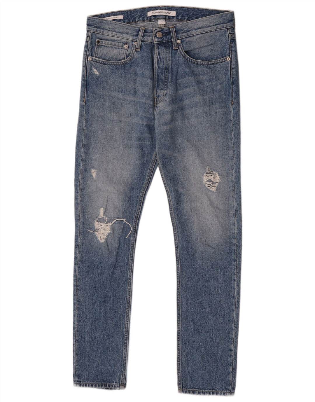 Calvin Klein Herre Distressed Slim Jeans W29 L30 Blå Bomuld