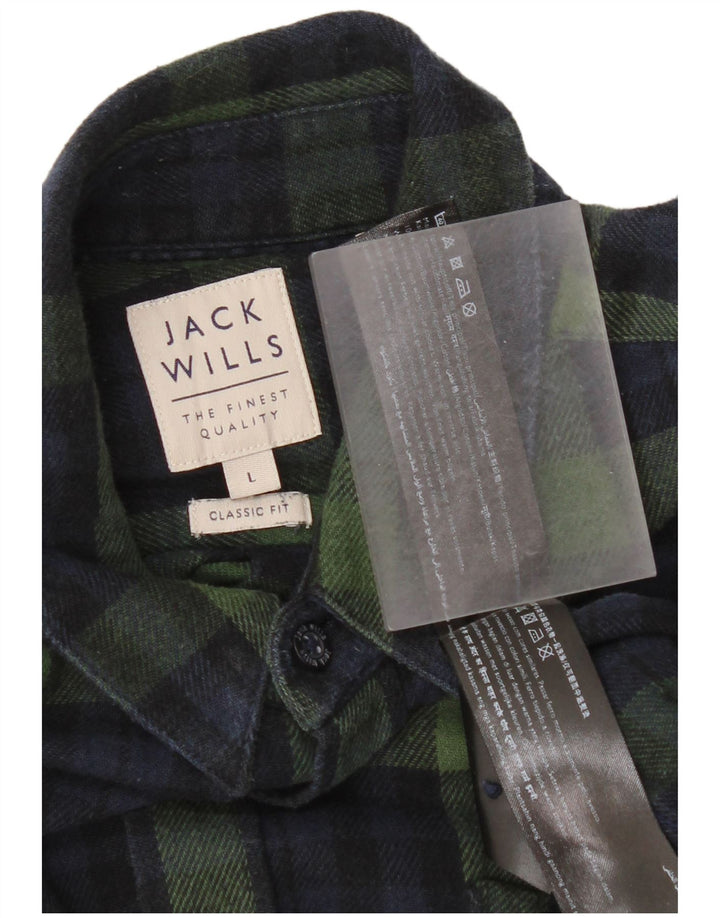 Jack Wills Herre Classic Fit Flanellskjorte Stor marineblå ternet bomuld