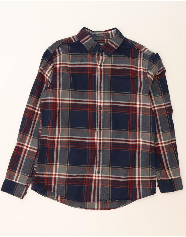 EDDIE BAUER Mens Classic Fit Flannel Shirt Large Blue Check Cotton Vintage Eddie Bauer and Second-Hand Eddie Bauer from Messina Hembry 