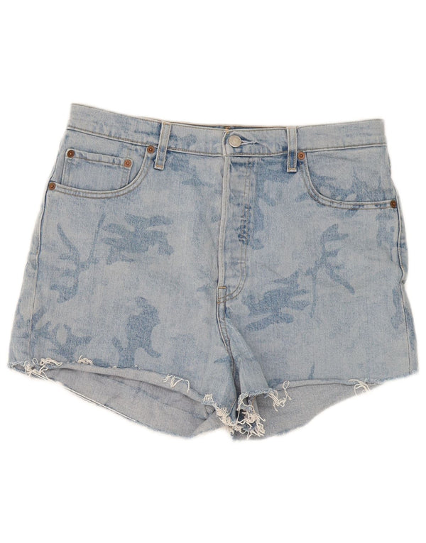 Levi's Dame Ribcage Højtaljede denimshorts W32 Large Blue Camouflage