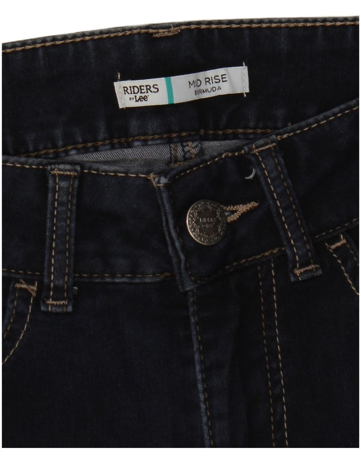 Lee Womens Riders Mid Rise Bermuda Denim Shorts W28 Medium Navy Blue