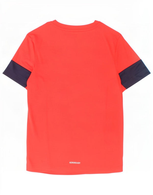 Adidas Boys Aeroready T-Shirt Top 7-8 år Rød Colourblock Polyester