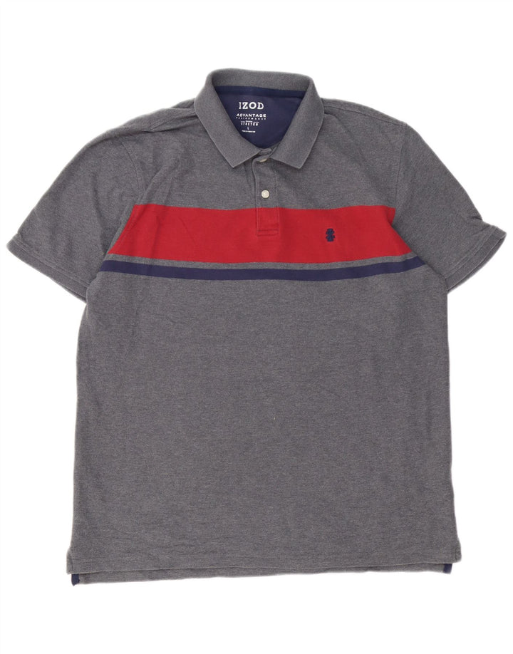 IZOD Poloshirt til mænd, stor grå farveblok bomuld