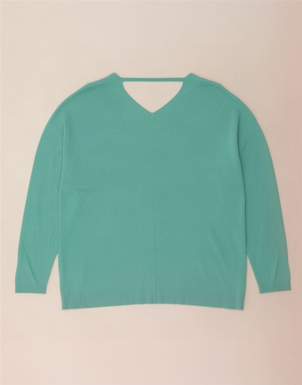 Marks & Spencer Dame V-hals sweater UK 22 3XL Turkis Viscose