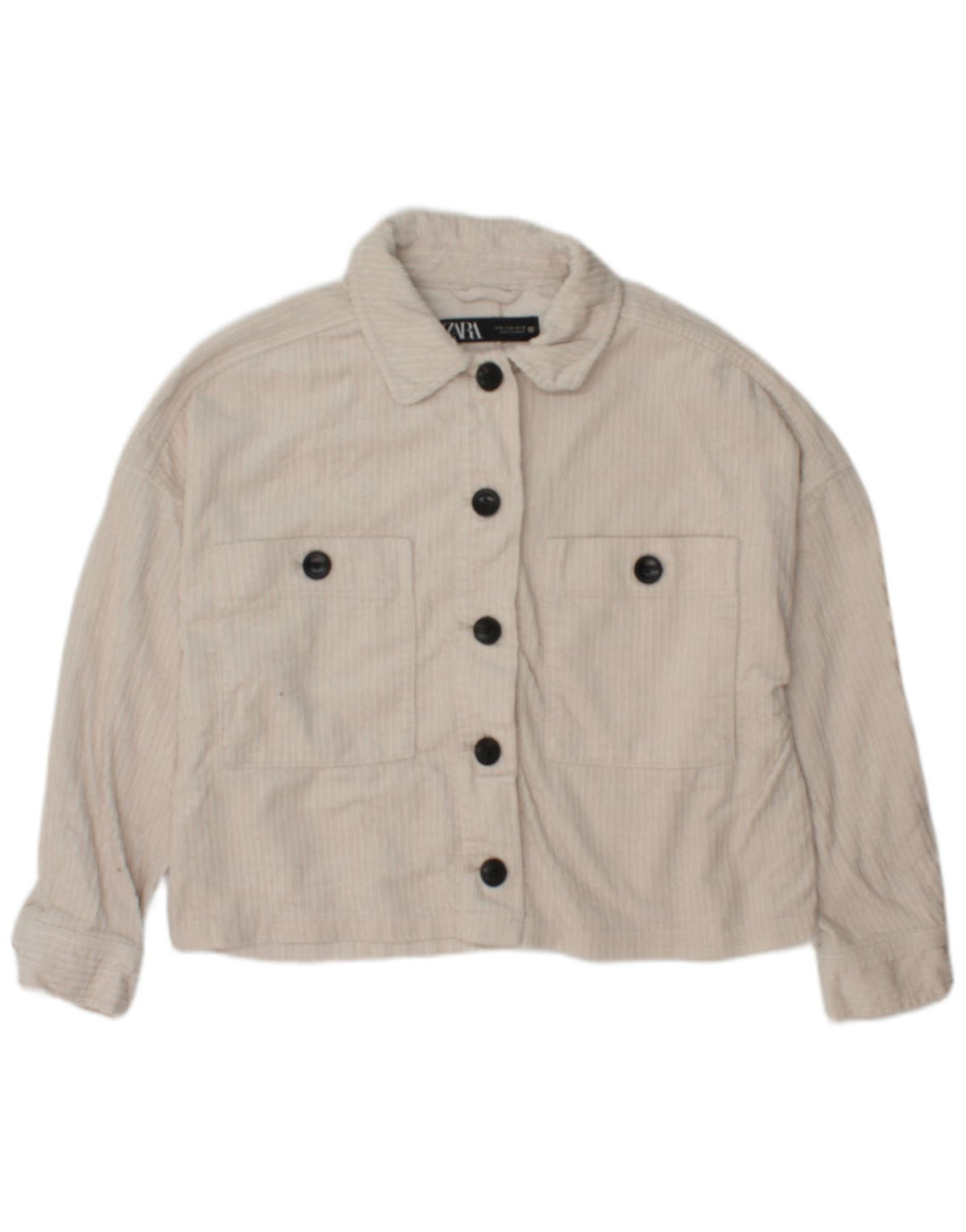 Zara Damefløjlsjakke UK 14 Medium White Bomuld
