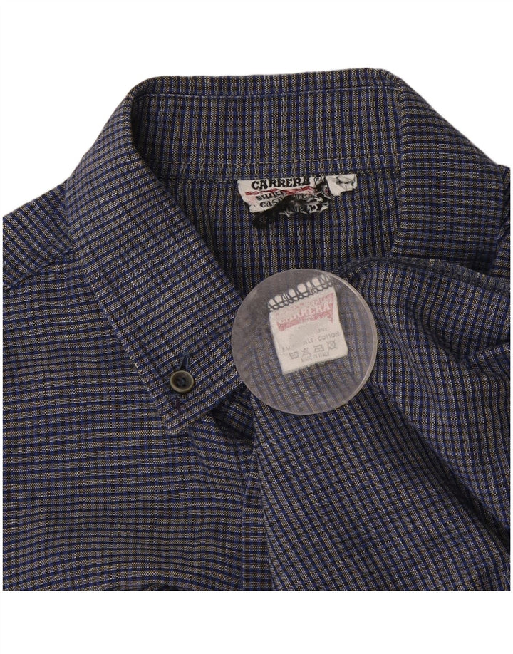 Carrera kortærmet herreskjorte Medium marineblå ternet bomuld