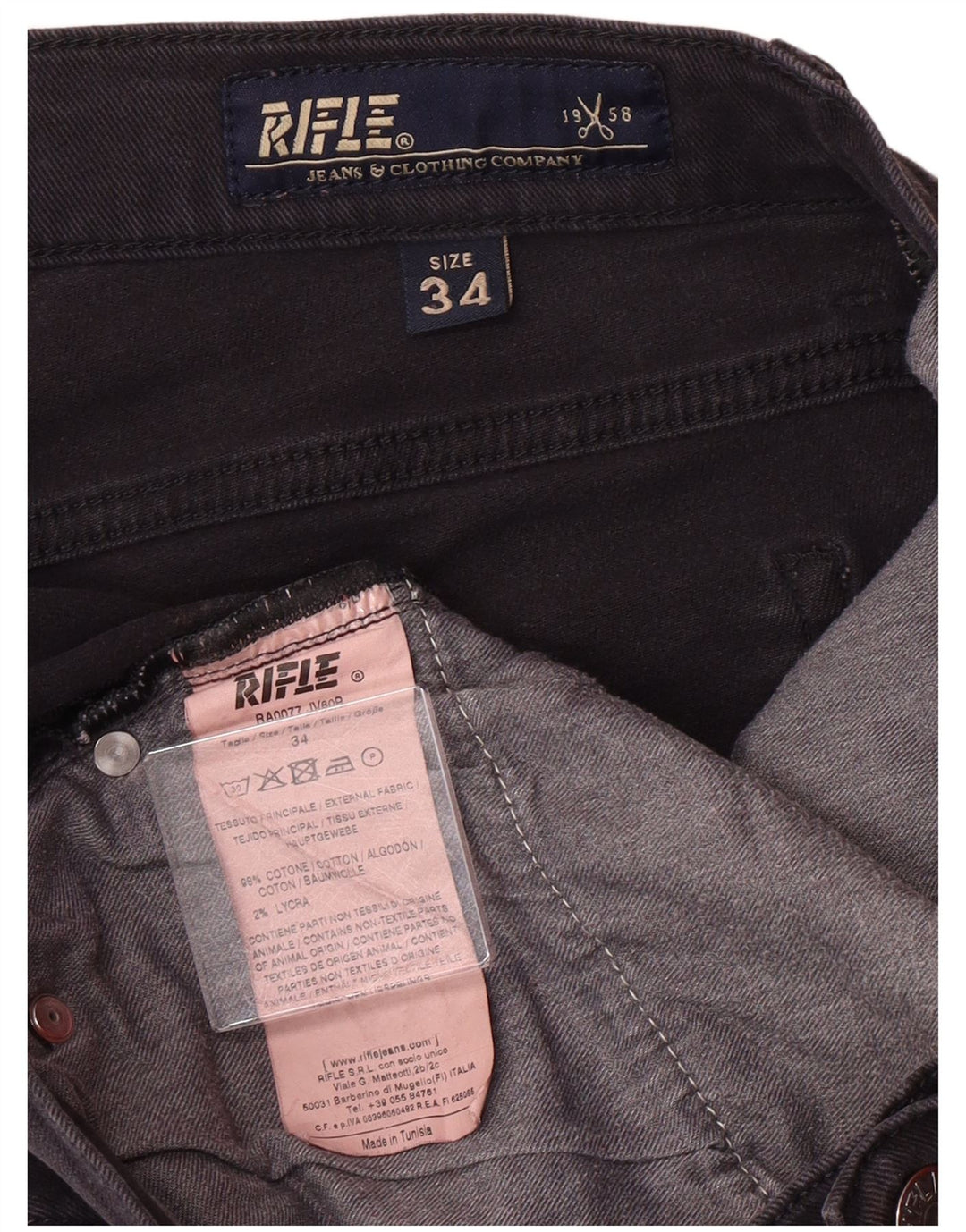 RIFLE Herre Slim Jeans W34 L34 Grå Bomuld