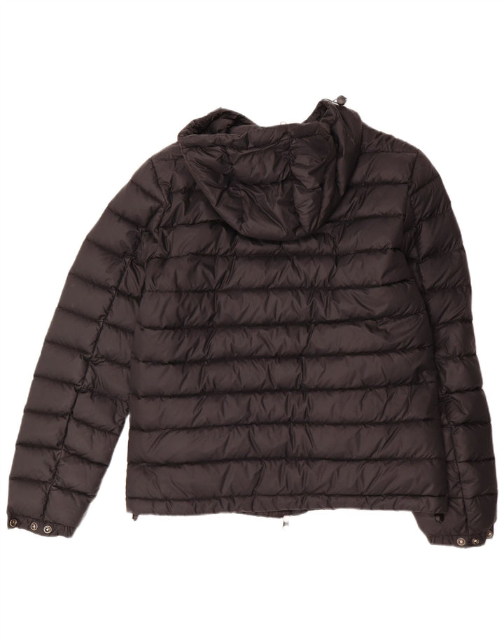 ARMANI JEANS Dame hættepolstret jakke UK 14 Medium Sort Polyamid