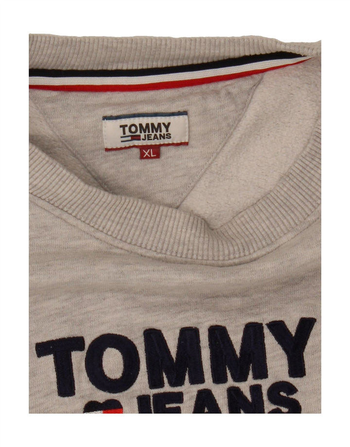 TOMMY HILFIGER Womens Oversized Graphic Sweatshirt Jumper UK 18 XL Grey Vintage Tommy Hilfiger and Second-Hand Tommy Hilfiger from Messina Hembry 