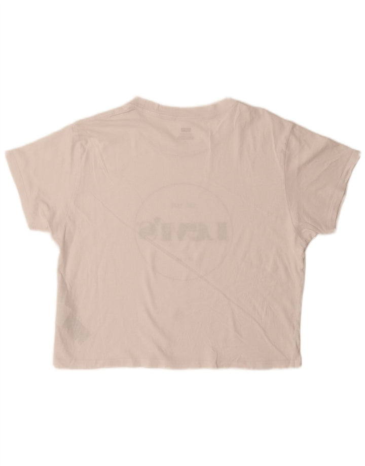 Levi's Dame Grafisk T-Shirt Top UK 14 Medium Hvid Bomuld