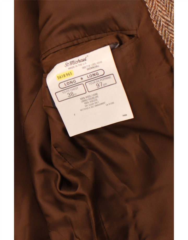 ST MICHAEL Herre 2-knaps blazerjakke UK 38 Medium brun sildebensuld