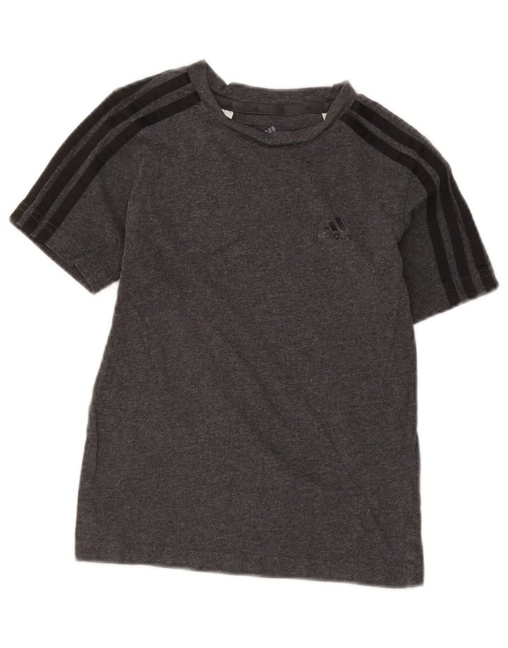 Adidas Boys T-Shirt Top 7-8 år Grå Flecked Bomuld