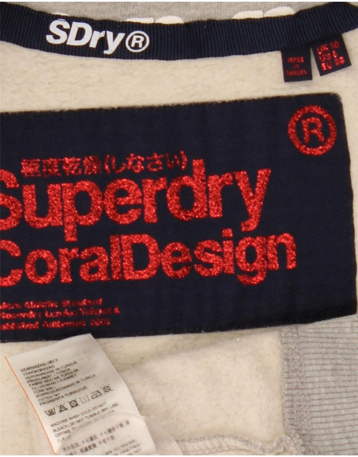 Superdry Grafisk træningsdragt topjakke til kvinder UK 10 Lille grå bomuld