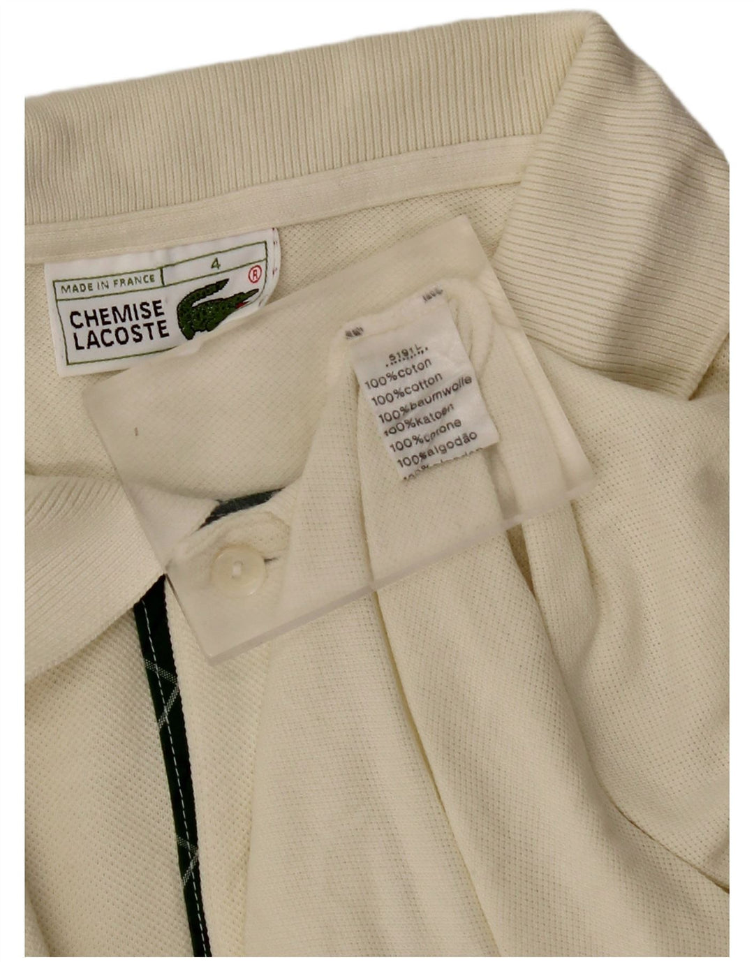 LACOSTE Poloskjorte til mænd Størrelse 4 Medium Off White Bomuld