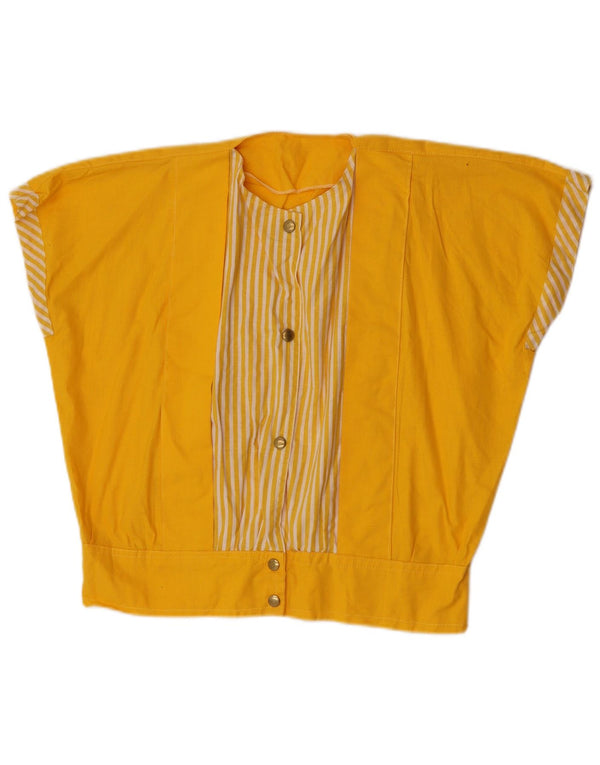 Vintage Womens Crop ærmeløs skjortebluse UK 18 XL Gulstribet