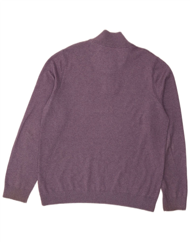 Fat Face Herre Zip Neck Jumper Sweater Stor Lilla Bomuld