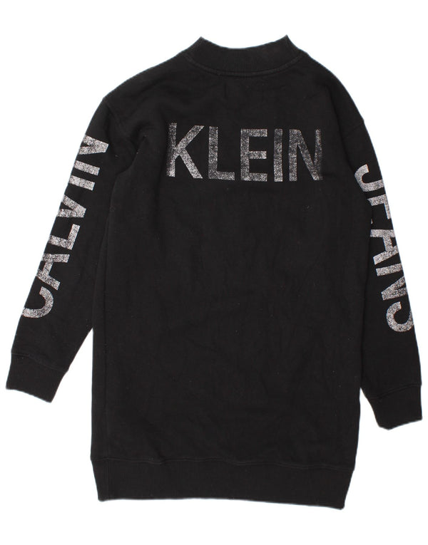 Calvin Klein Jeans Kvinder Oversized Grafisk Jumper Kjole UK 6 XS Sort