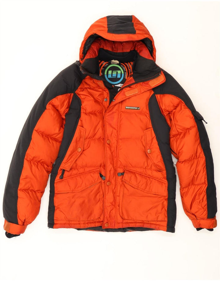 Bastard Herre hættepolstret jakke UK 38 Medium Orange Colourblock Polyamid