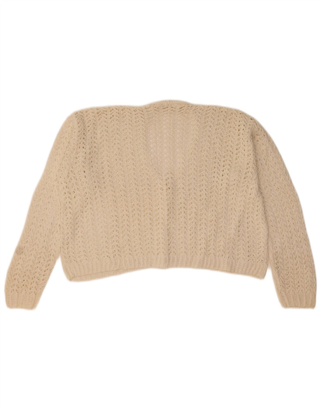 Vintage Dame Crop Cardigan Sweater UK 14 Medium White