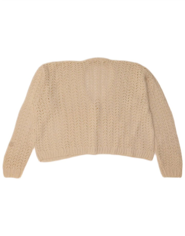 Vintage Dame Crop Cardigan Sweater UK 14 Medium White