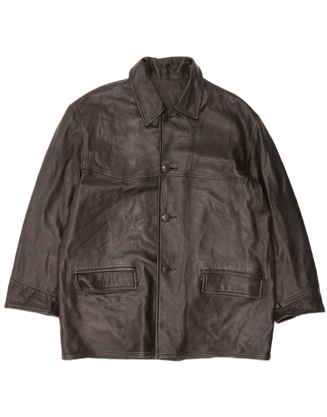 VINTAGE Herre Læderjakke UK 42 XL Sort Læder