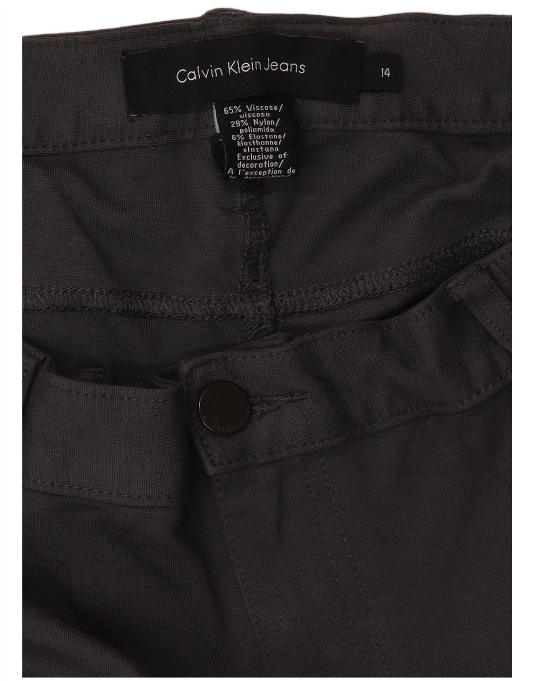 CALVIN KLEIN Dame Slim Casual Bukser US 14 XL W34 L32 Grå Viscose