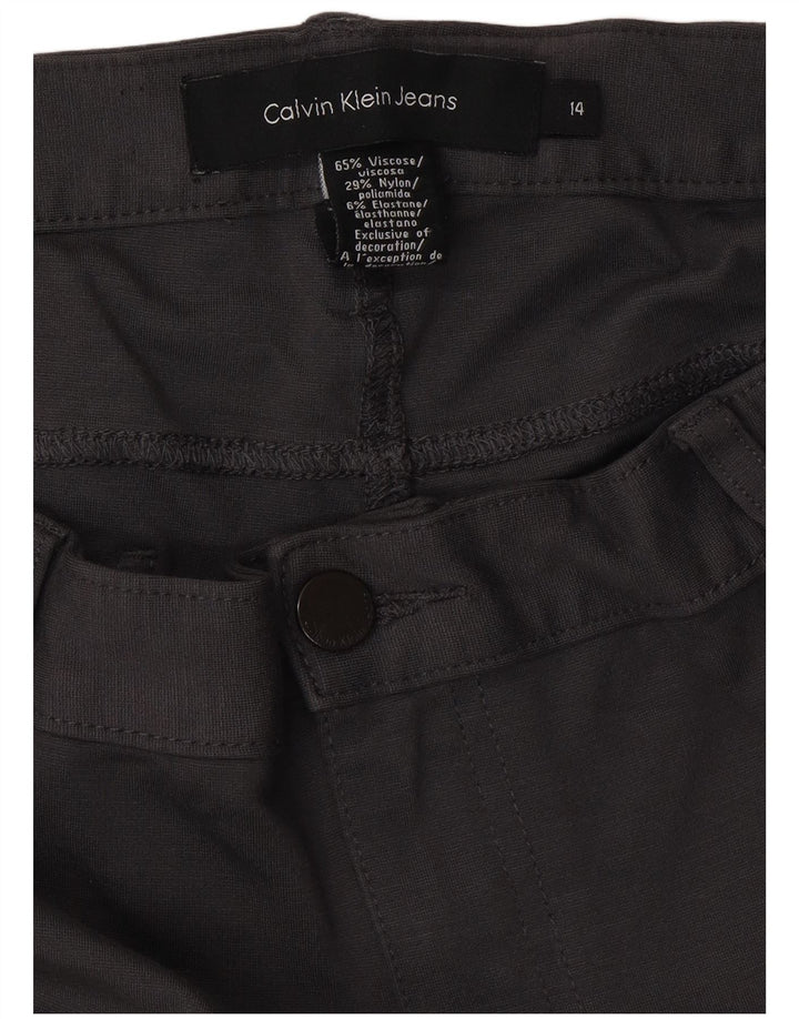 CALVIN KLEIN Dame Slim Casual Bukser US 14 XL W34 L32 Grå Viscose
